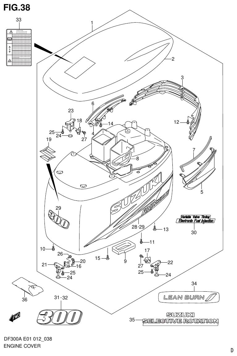 Suzuki DF300AP ENGINE COVER parts diagram